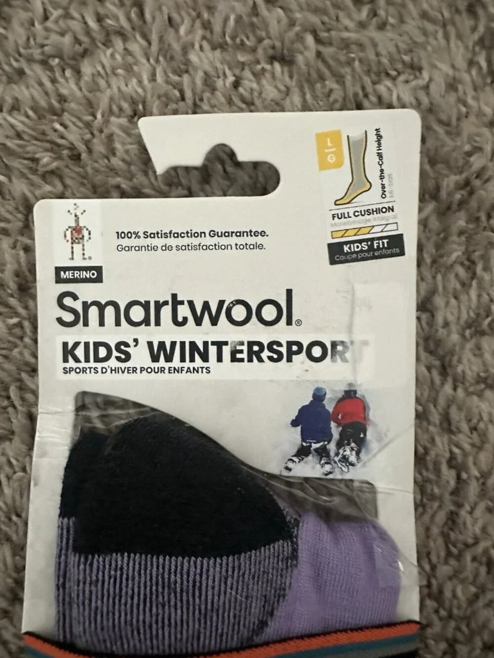 Smartwool Kids Wintersport Full Cushion Merino Wool Ski Socks Large Purple/Black